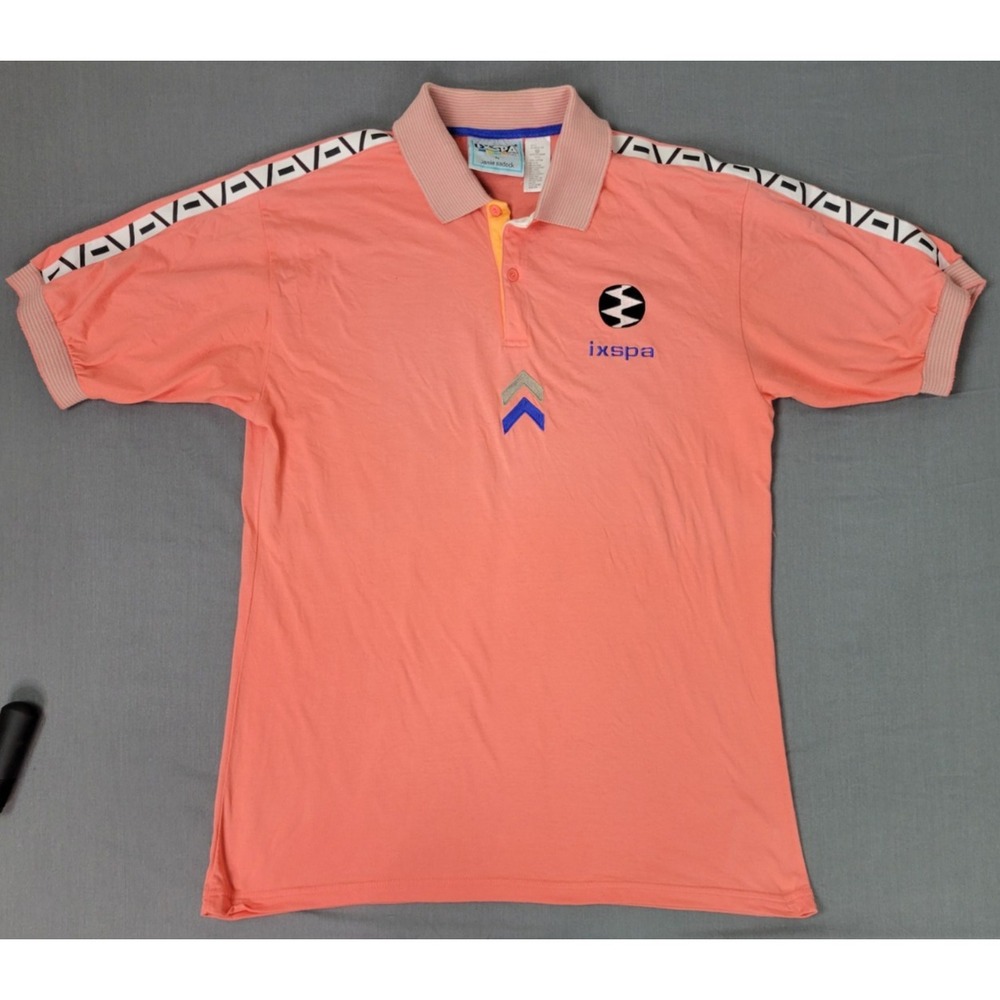 Vintage Ixspa Jamie Sadock Mens Pink Short Sleeve Polo Shirt Cotton Sz M